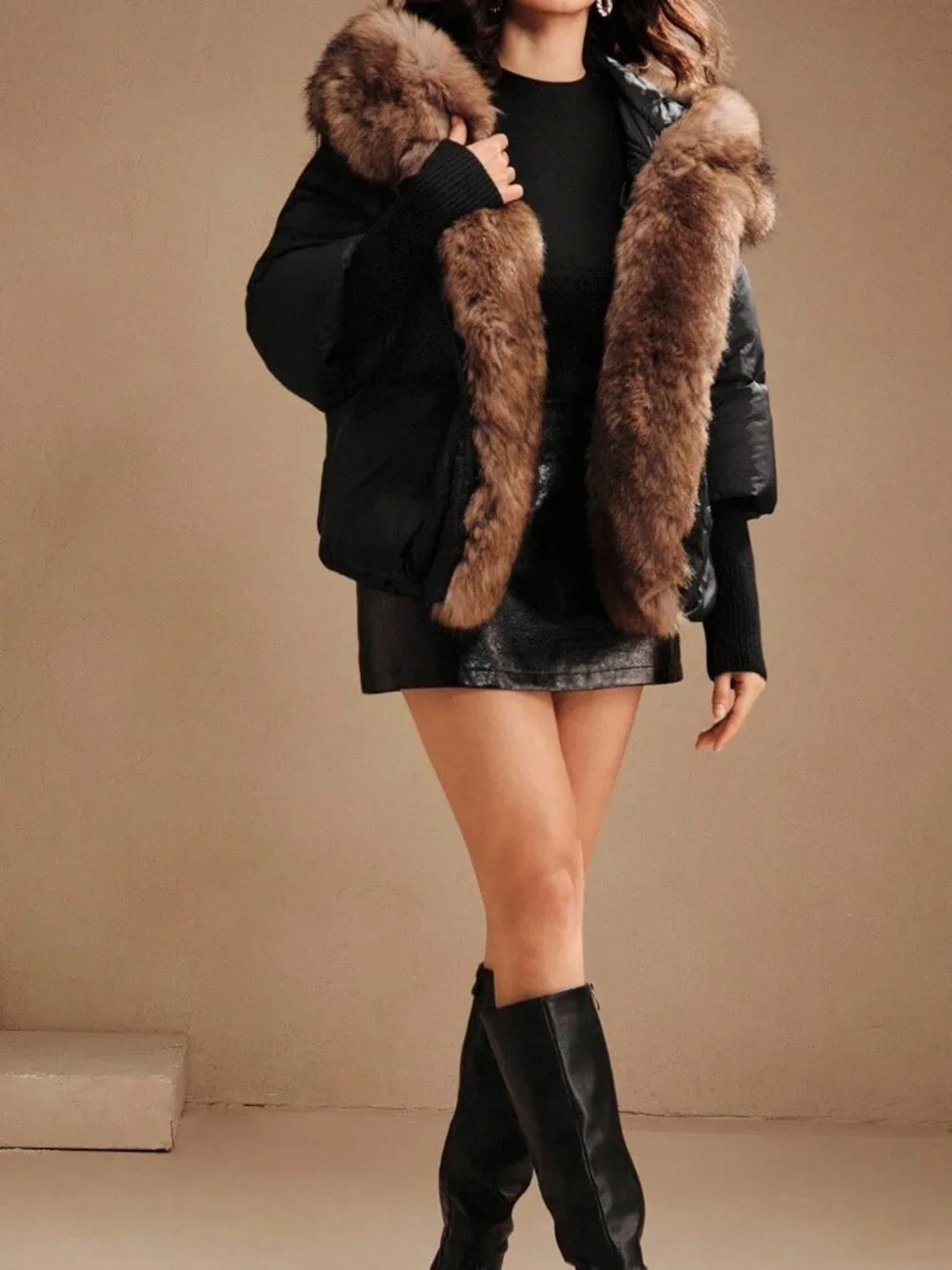 Black Casual Women's Puffer Coat